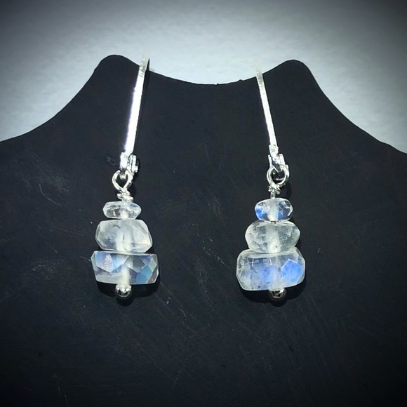 Genuine Moonstone & 925 Silver Earrings! - Picture 2 of 8